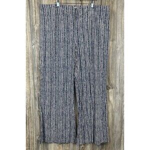 NWT‎ Nic+Zoe Spring Rain Pants Blue Cream Striped Wide Leg Flare Zip Stretch 18W